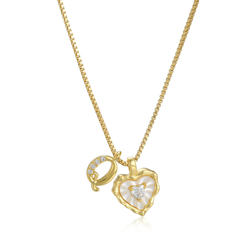 HEART-SHAPED LETTER MICRO PAVE NECKLACE