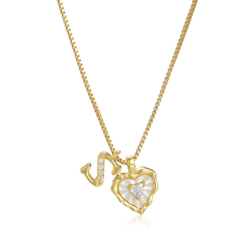 HEART-SHAPED LETTER MICRO PAVE NECKLACE