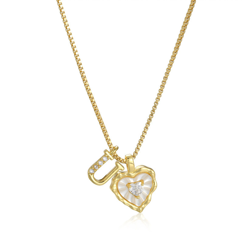 HEART-SHAPED LETTER MICRO PAVE NECKLACE