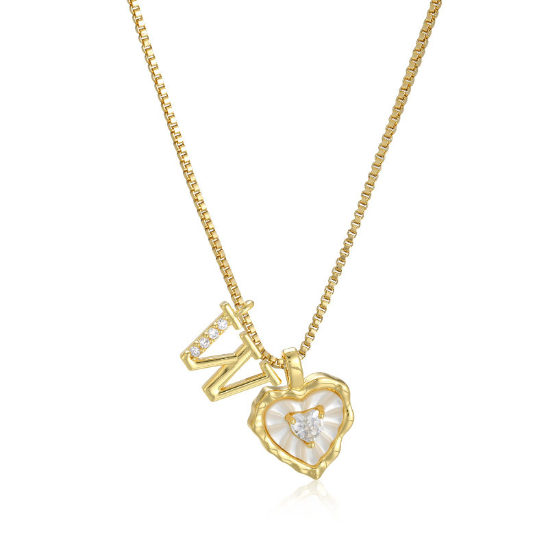 HEART-SHAPED LETTER MICRO PAVE NECKLACE