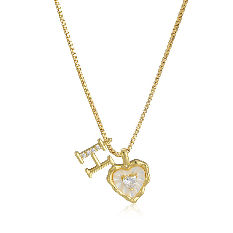 HEART-SHAPED LETTER MICRO PAVE NECKLACE