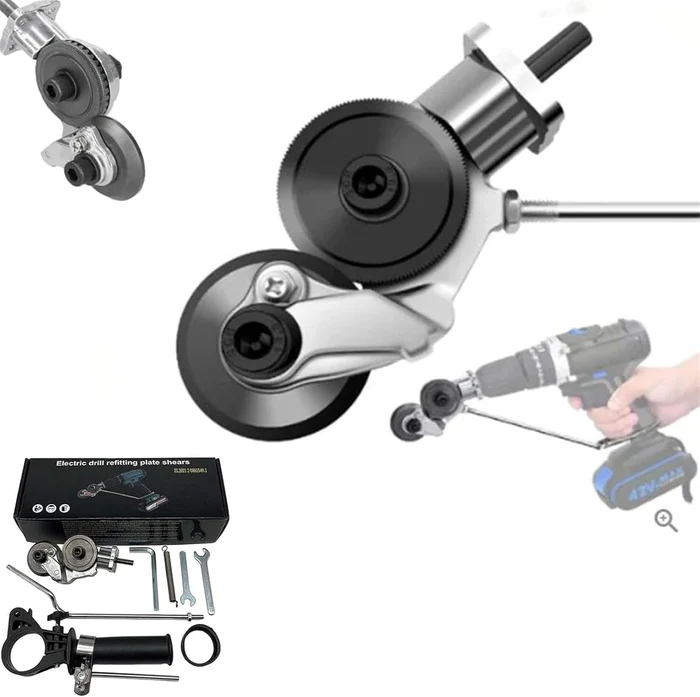 Drill-Powered Metal Sheet Cutter Attachment