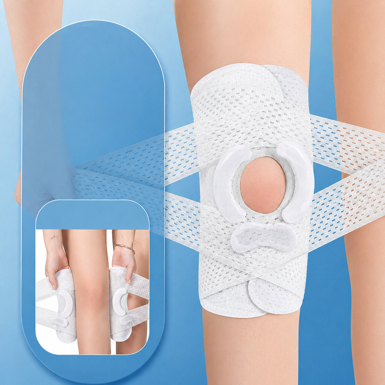 Open Patella Knee Brace with V-Shaped Cross Straps