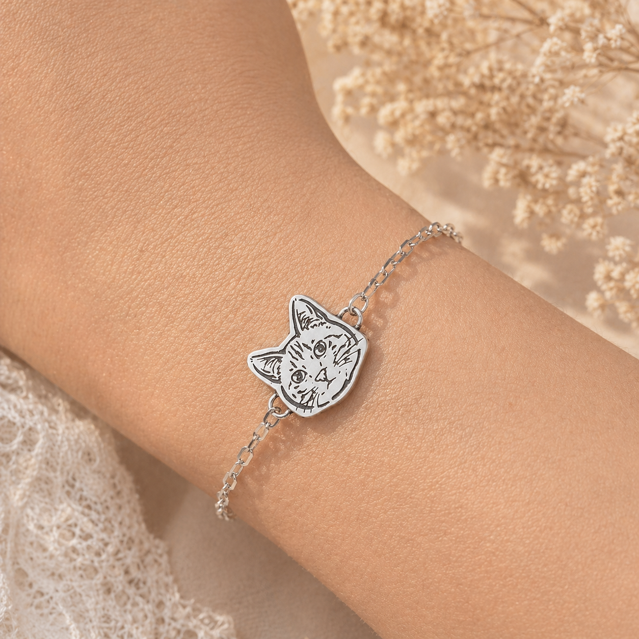 925 Sterling Custom Pet Portrait Bracelet