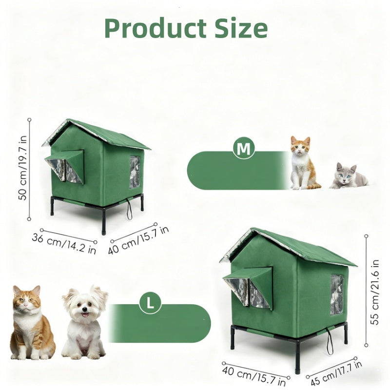 🏠40% OFF!🐈 All-Weather Elevated Outdoor Cat House – Waterproof, Insulated, Foldable 🌧️