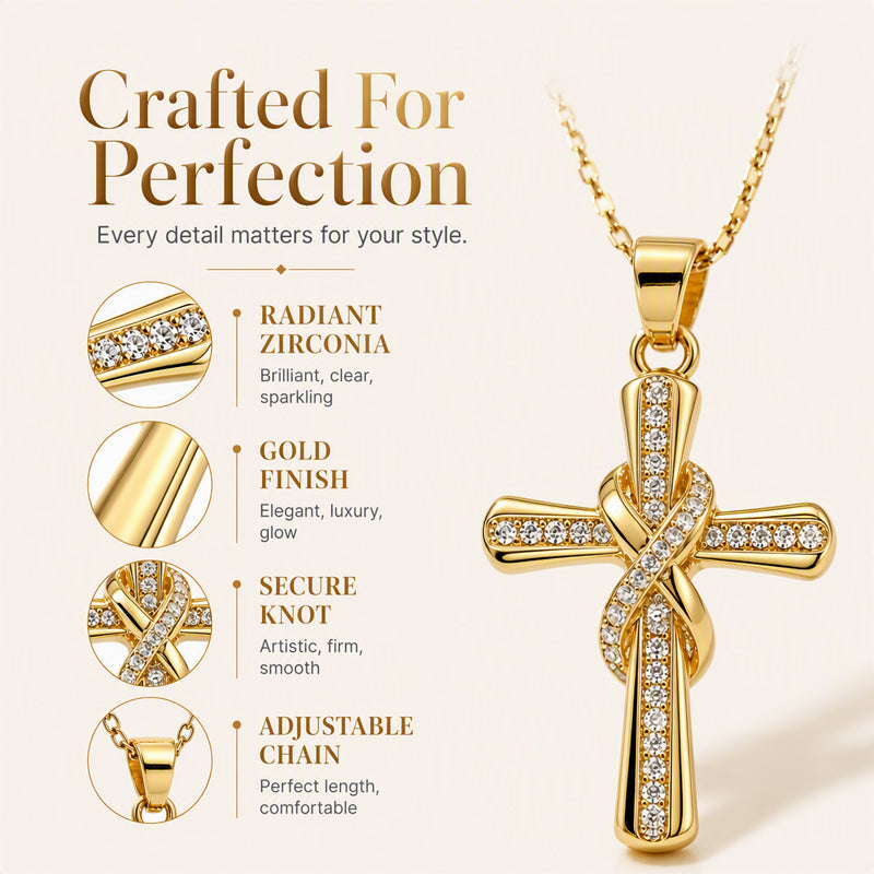 Sparkling Twisted Knot Cross Pendant Necklace