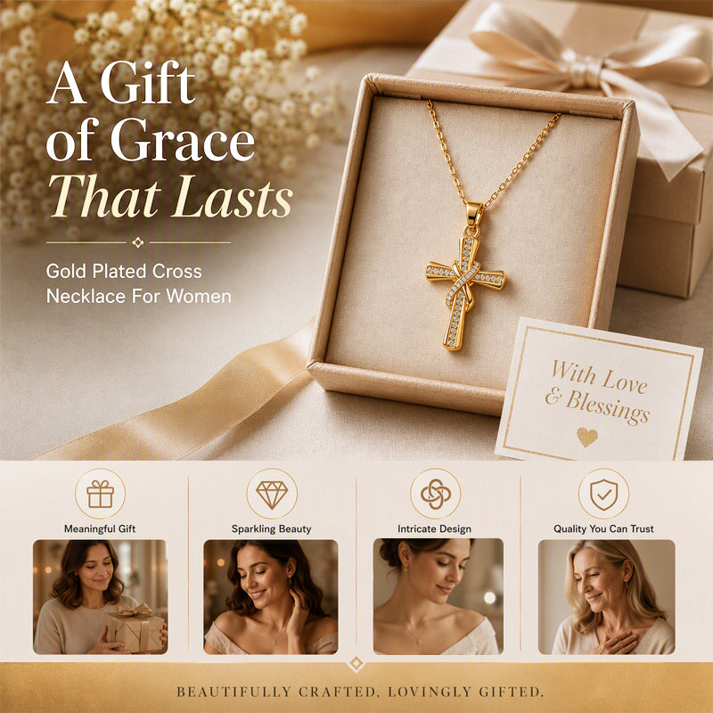 Sparkling Twisted Knot Cross Pendant Necklace