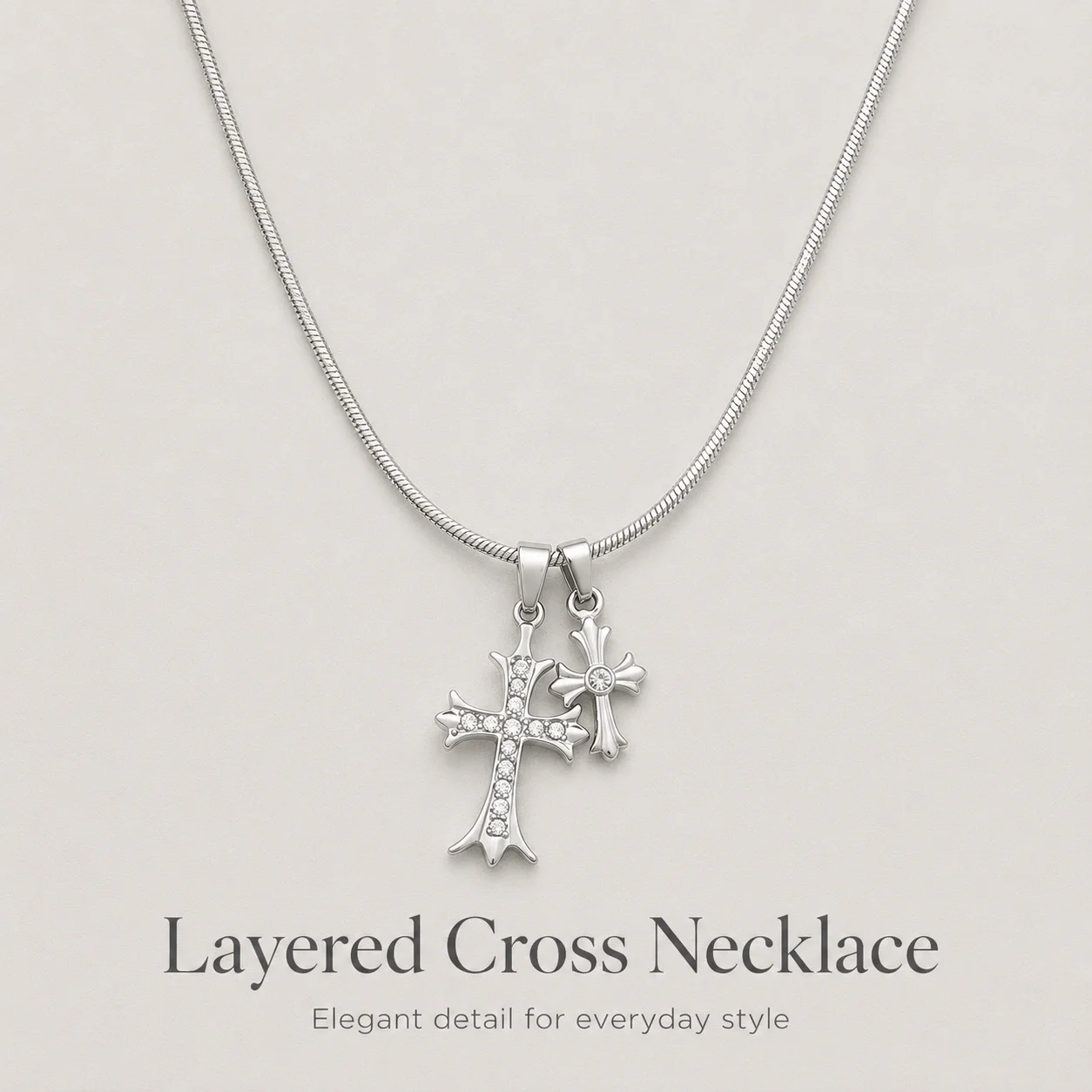 🔥50% OFF🔥 ✝️ Vintage Layered Cross Pendant Necklace – Faith-Inspired Everyday Style