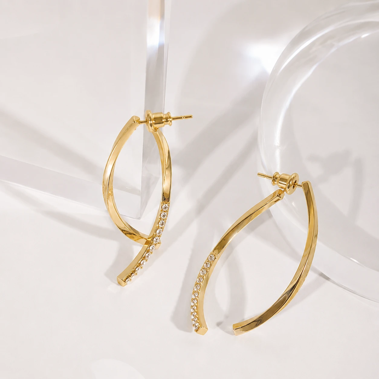Crossed Curve Hoop Earrings