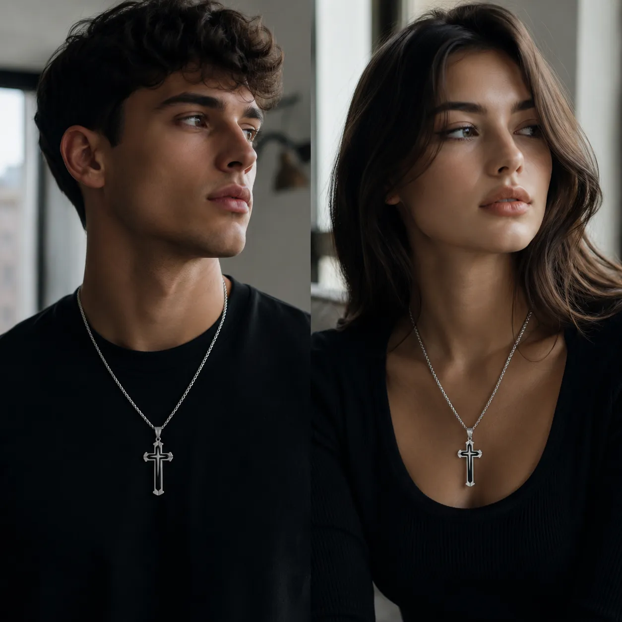 Bold Split Cross Pendant Necklace