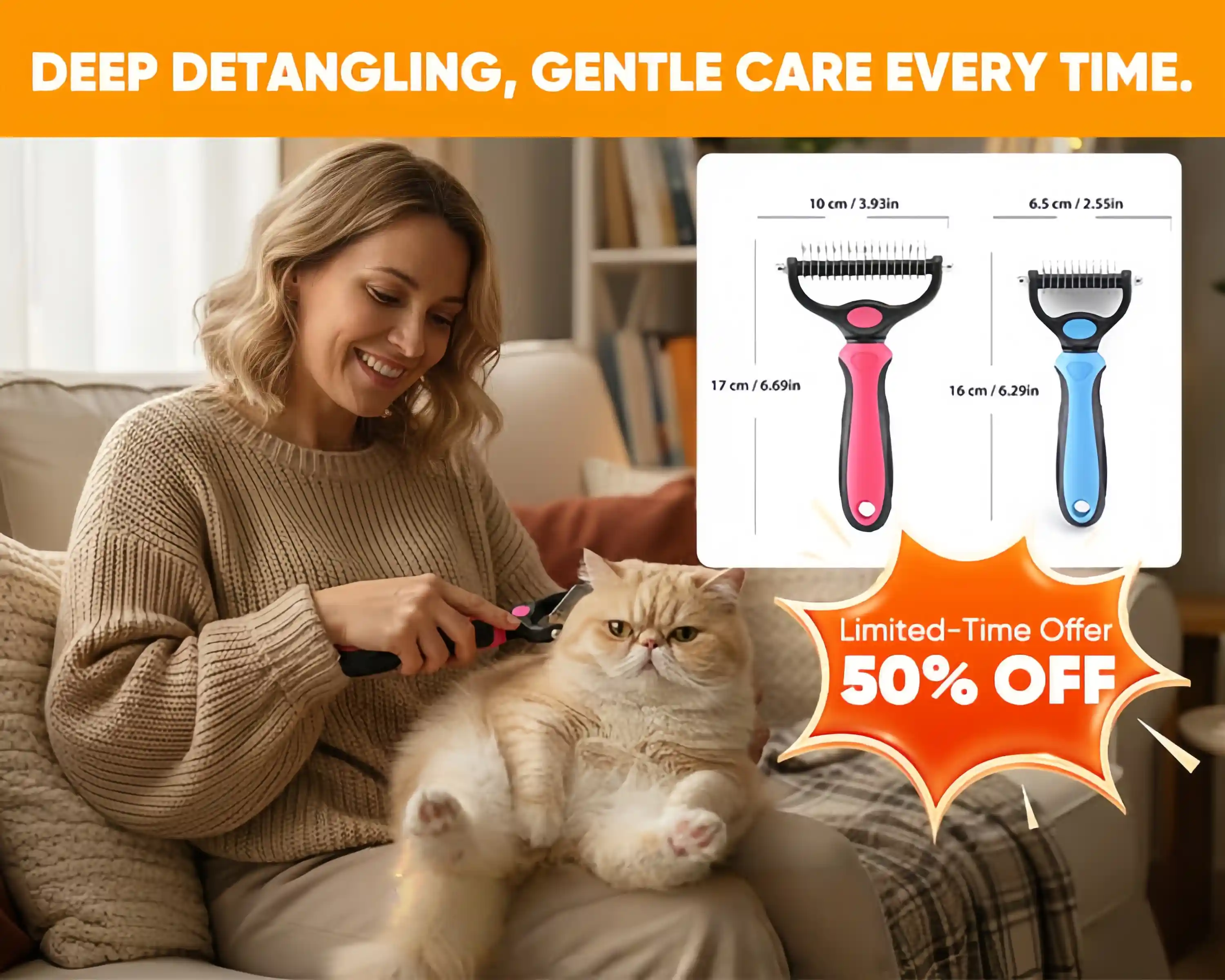 Multifunctional Pet Deshedding Brush - Dog Hair Remover & Cat Grooming Comb for Shedding 