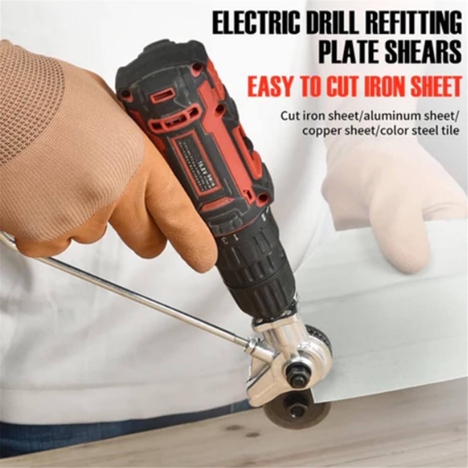 Drill-Powered Metal Sheet Cutter Attachment