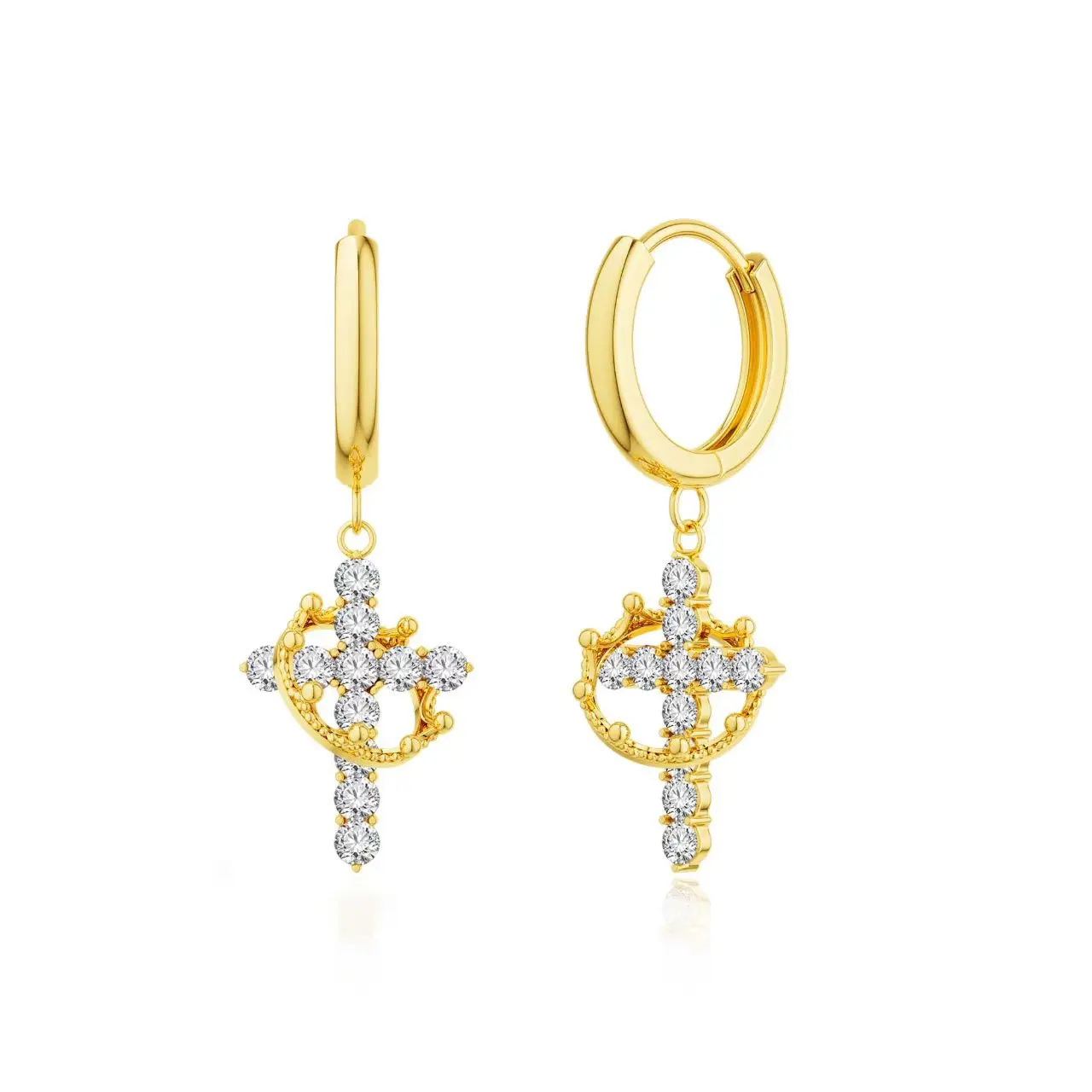 Crown of Faith Rotating Cross Earrings