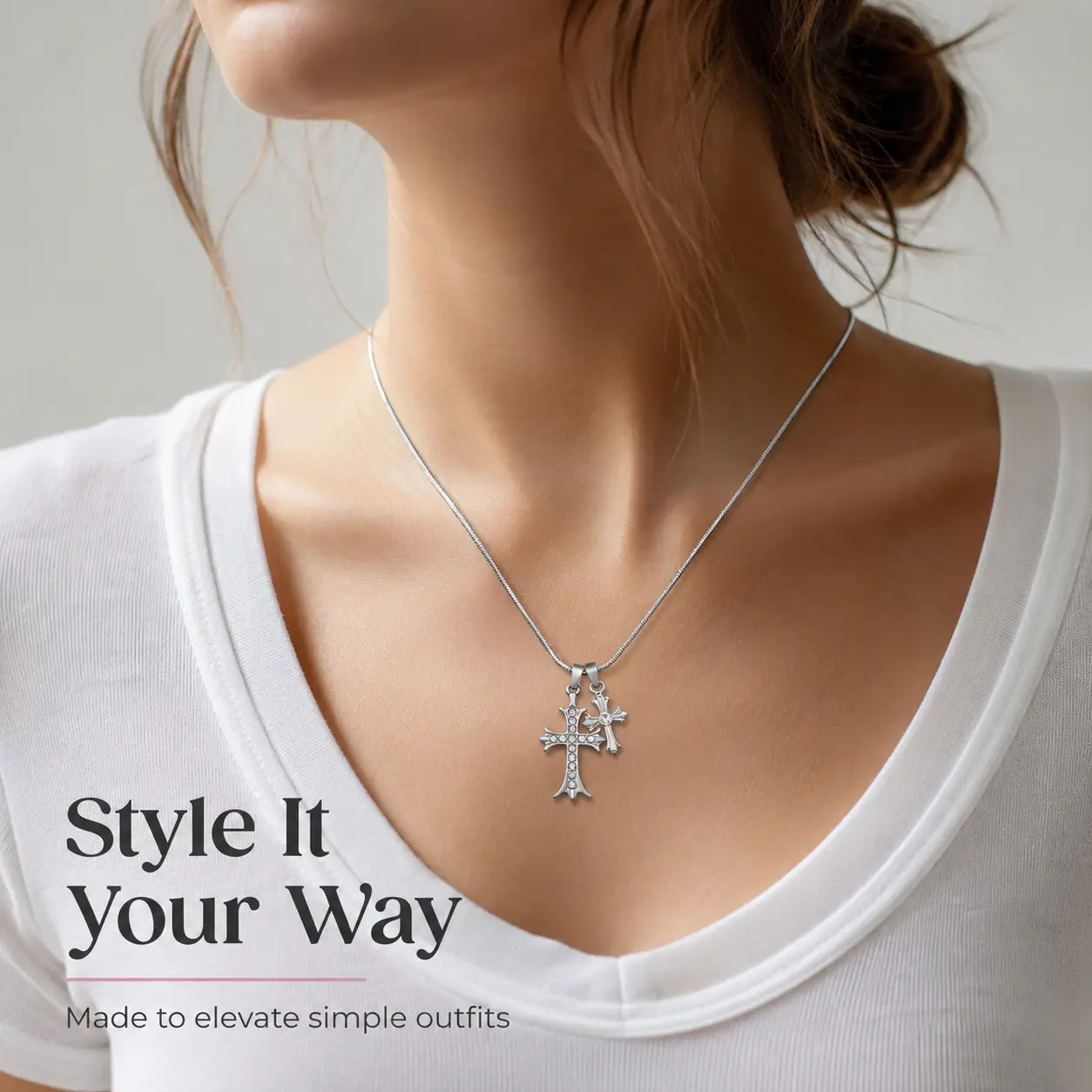 🔥50% OFF🔥 ✝️ Vintage Layered Cross Pendant Necklace – Faith-Inspired Everyday Style