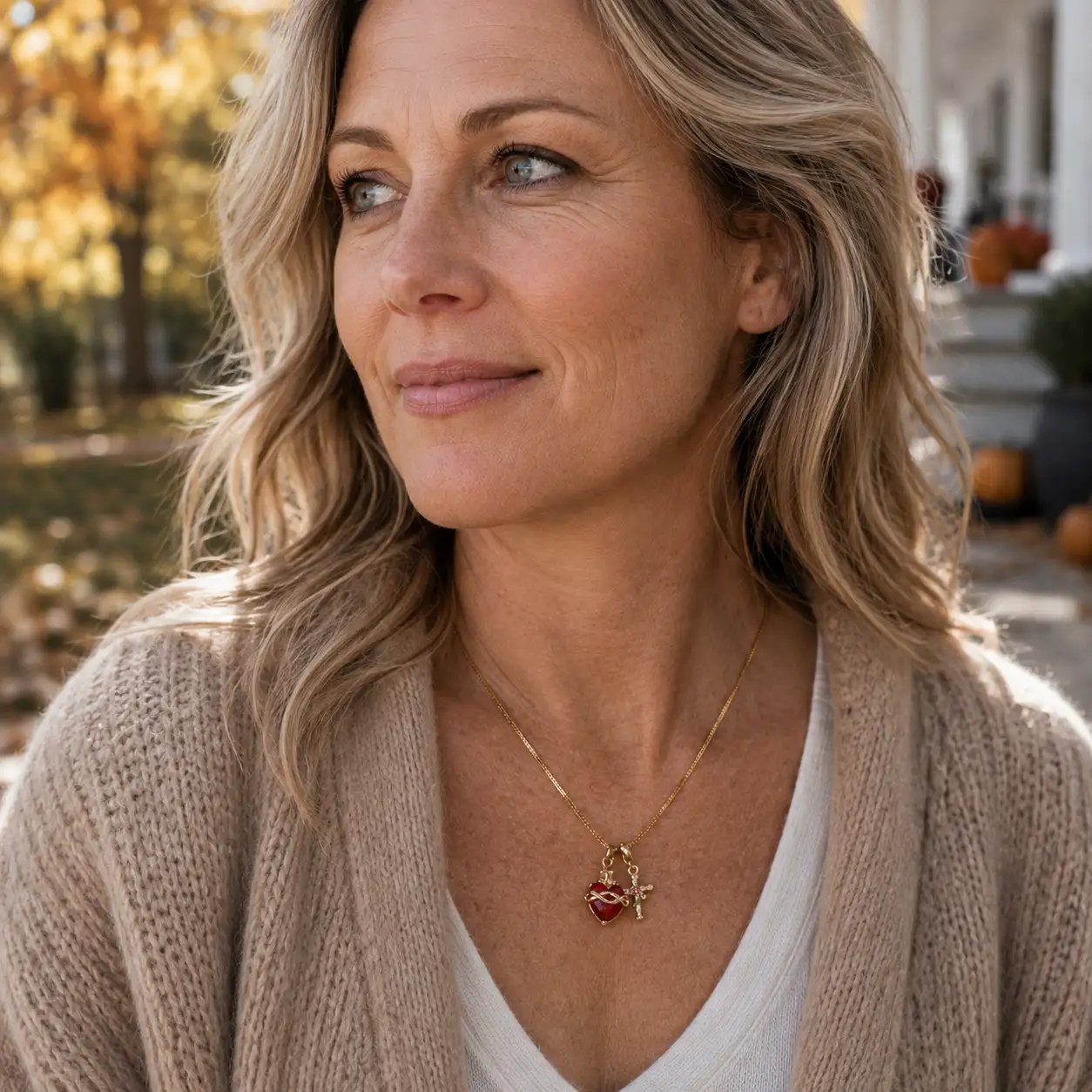 Faith & Love Rose Cross Charm Necklace