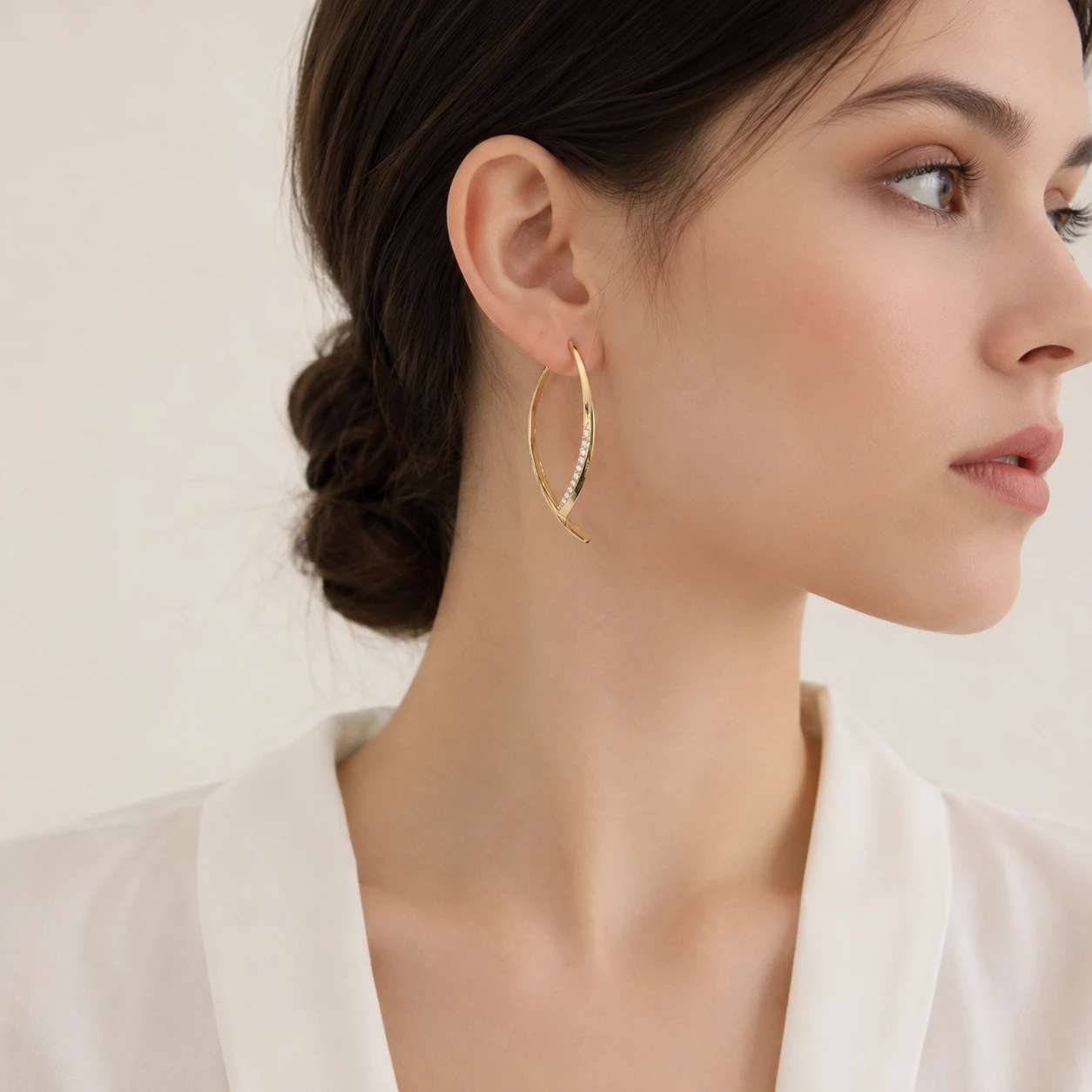 Crossed Curve Hoop Earrings