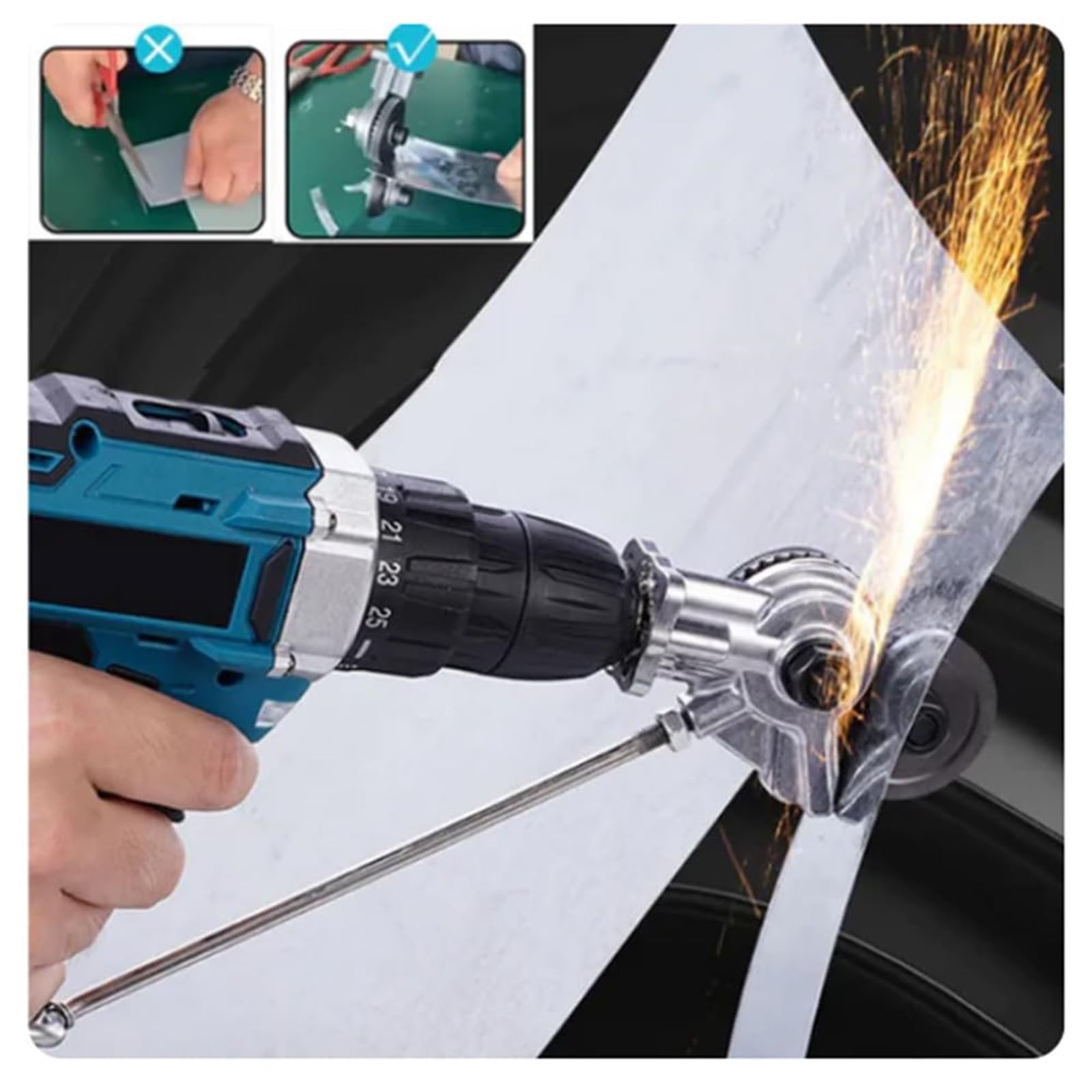 Drill-Powered Metal Sheet Cutter Attachment