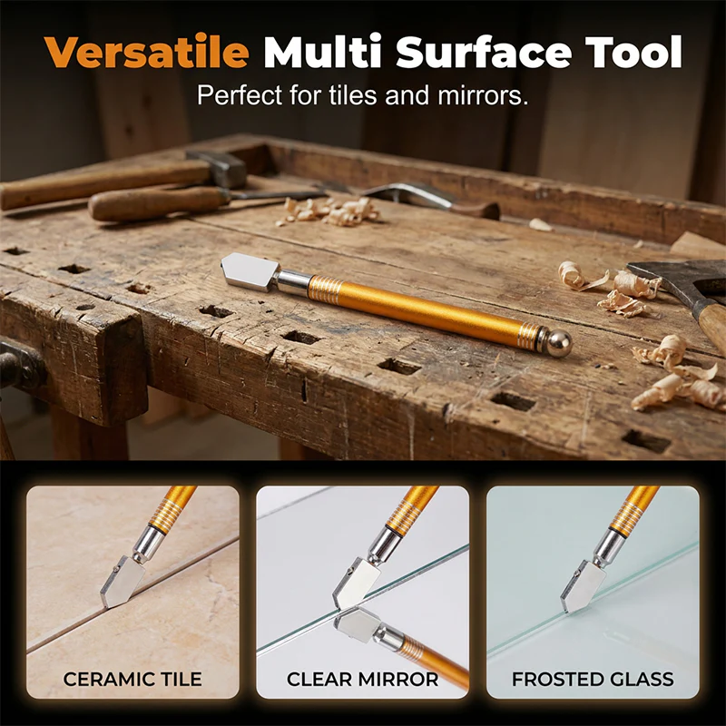 Professional Diamond Glass Cutter with Alloy Handle Roller Wheel