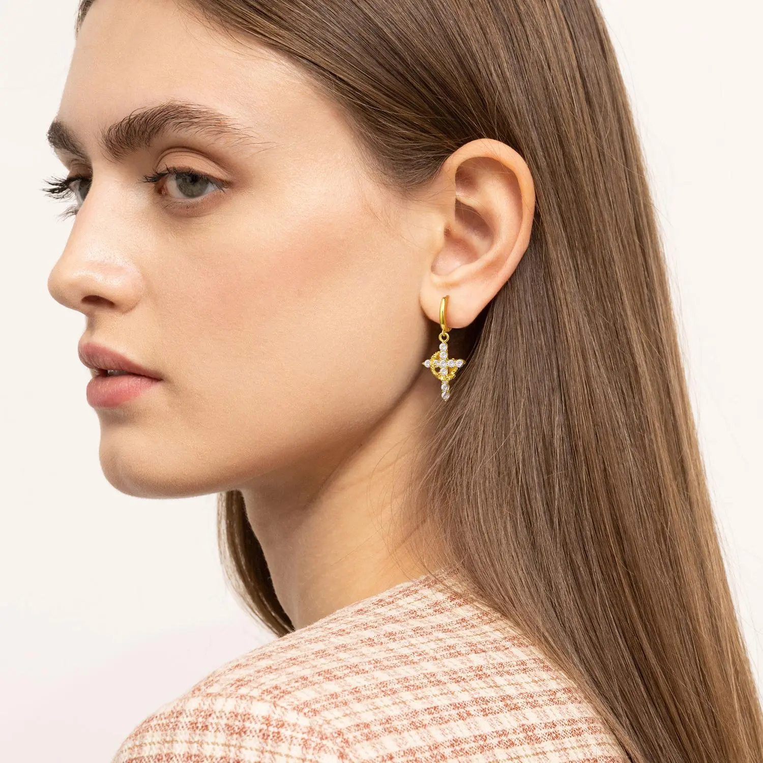 Crown of Faith Rotating Cross Earrings