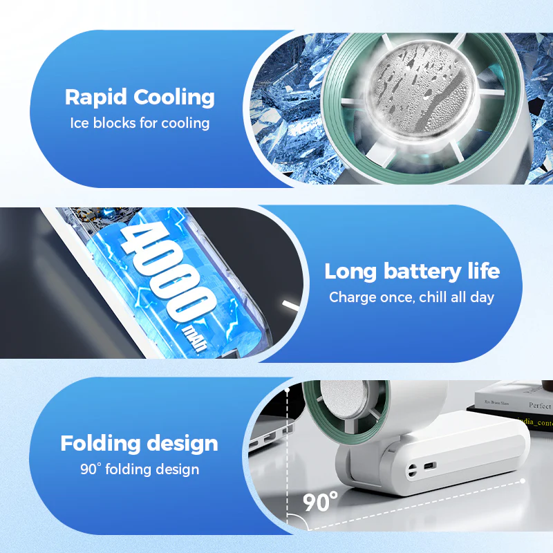 Handheld Portable Fan with Ice Cooler
