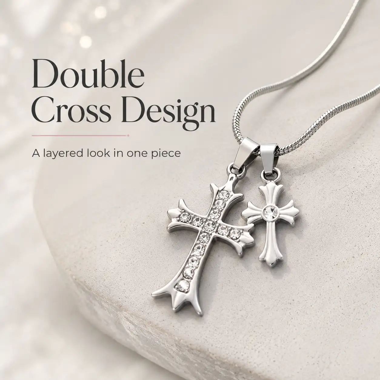 🔥50% OFF🔥 ✝️ Vintage Layered Cross Pendant Necklace – Faith-Inspired Everyday Style