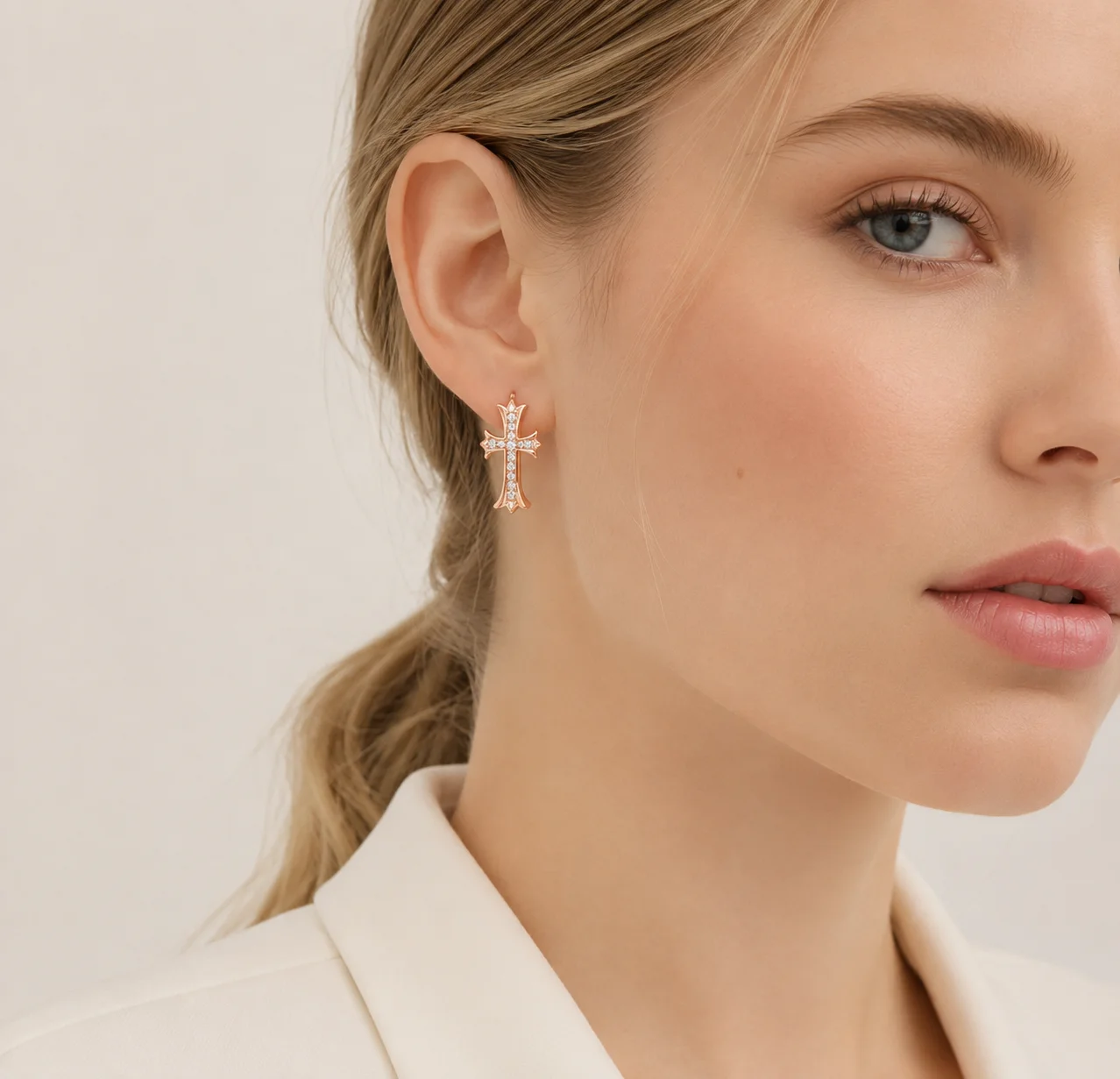 Faith Sparkle Cross Hoop Earrings