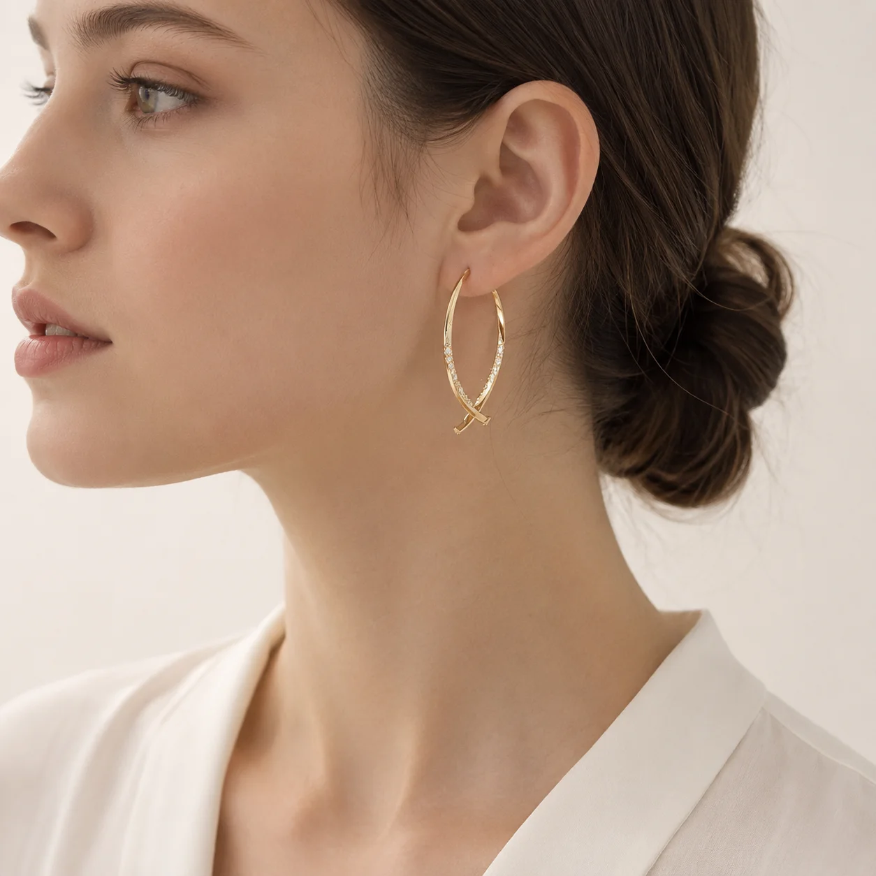Crossed Curve Hoop Earrings