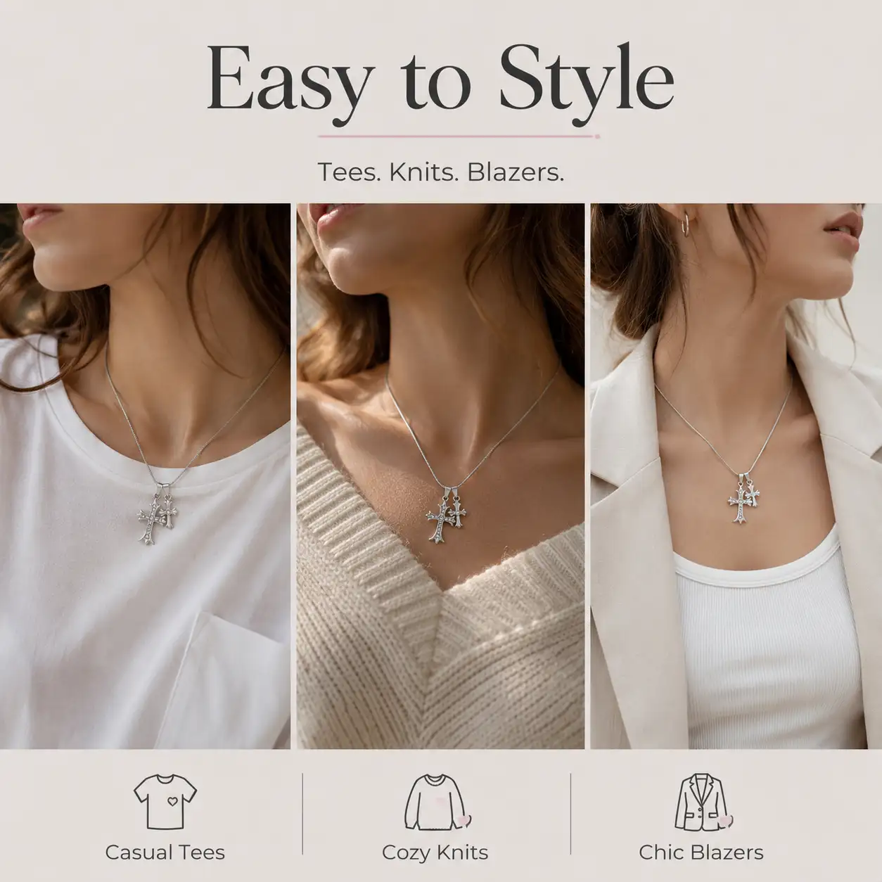 🔥50% OFF🔥 ✝️ Vintage Layered Cross Pendant Necklace – Faith-Inspired Everyday Style