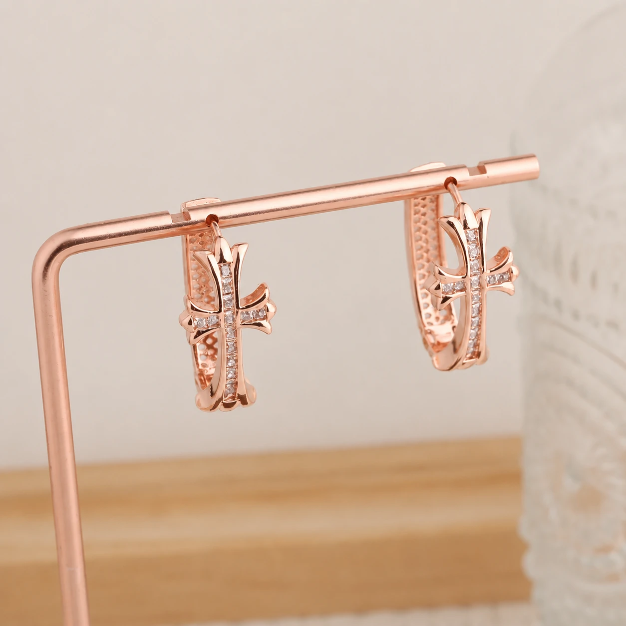 Faith Sparkle Cross Hoop Earrings