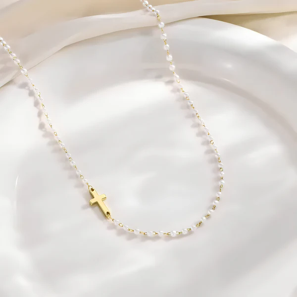 Grace Pearl Cross Necklace