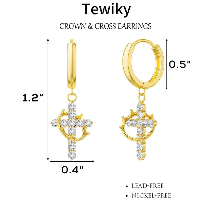 Crown of Faith Rotating Cross Earrings