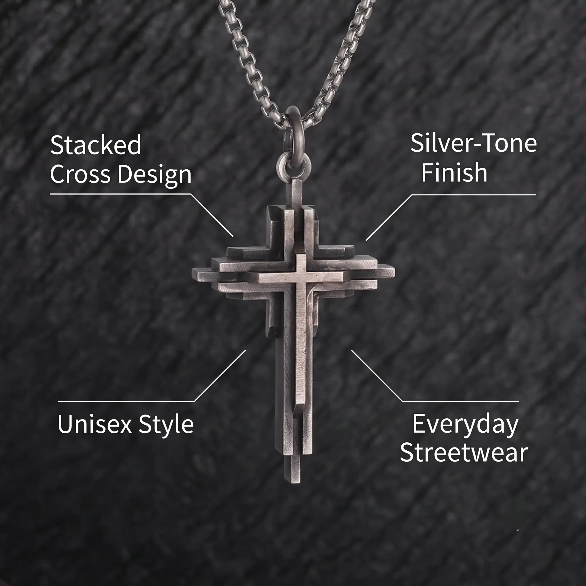 Vintage Stacked Cross Pendant Necklace