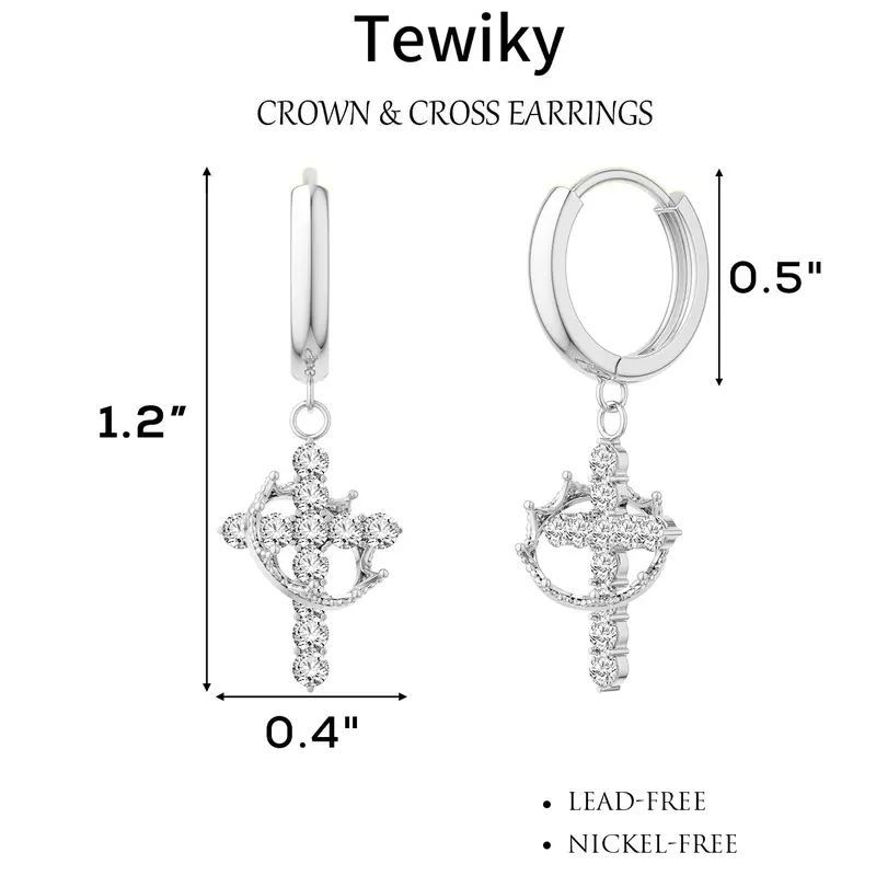 Crown of Faith Rotating Cross Earrings