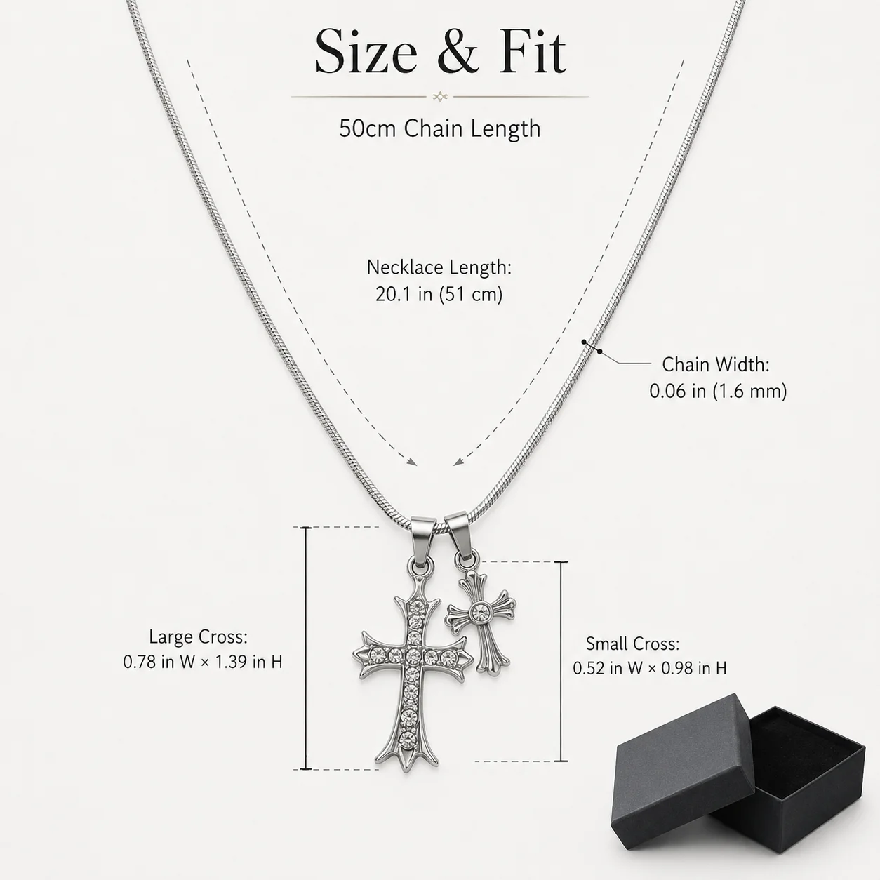 Layered Cross Pendant Necklace
