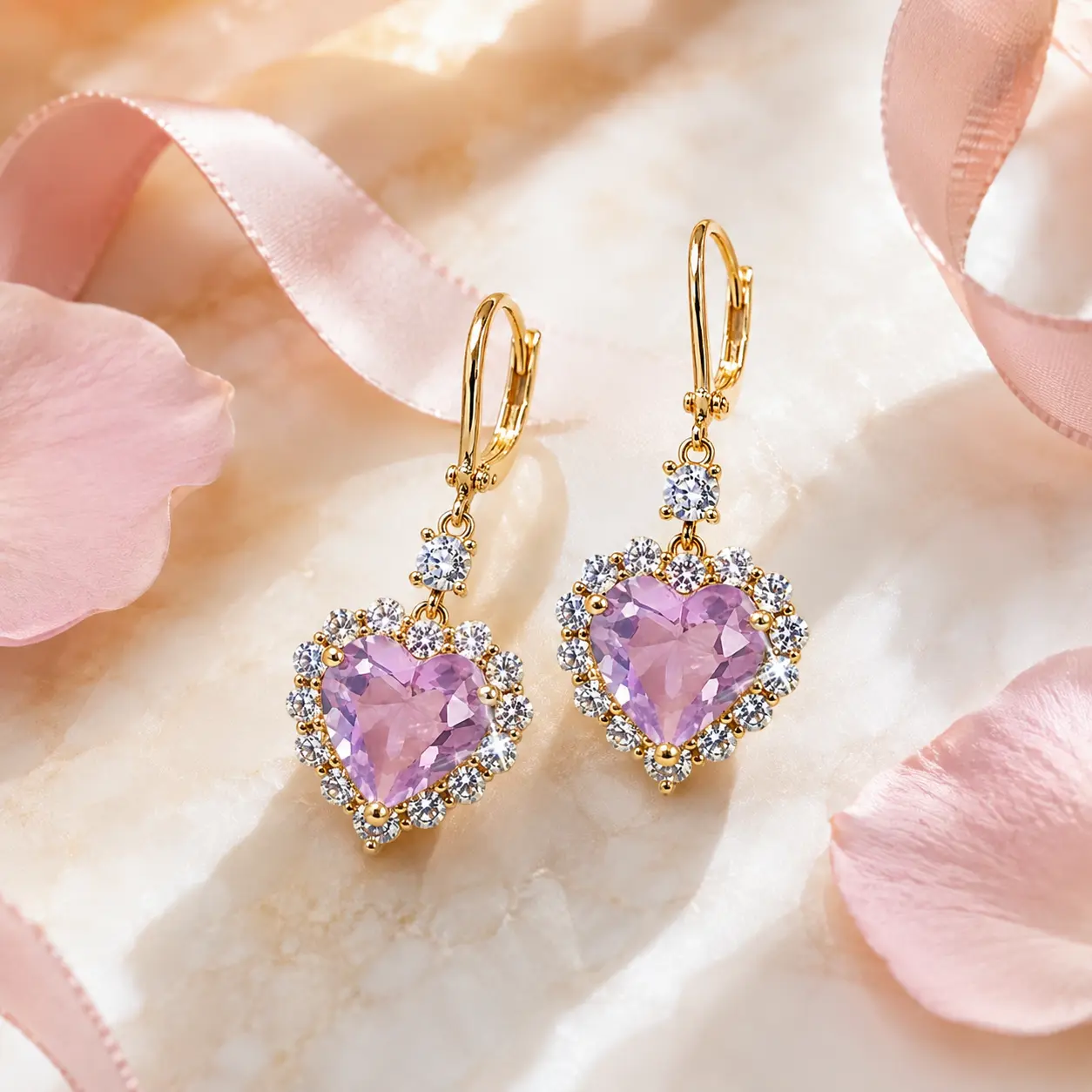Ocean Heart Sparkle Drop Earrings