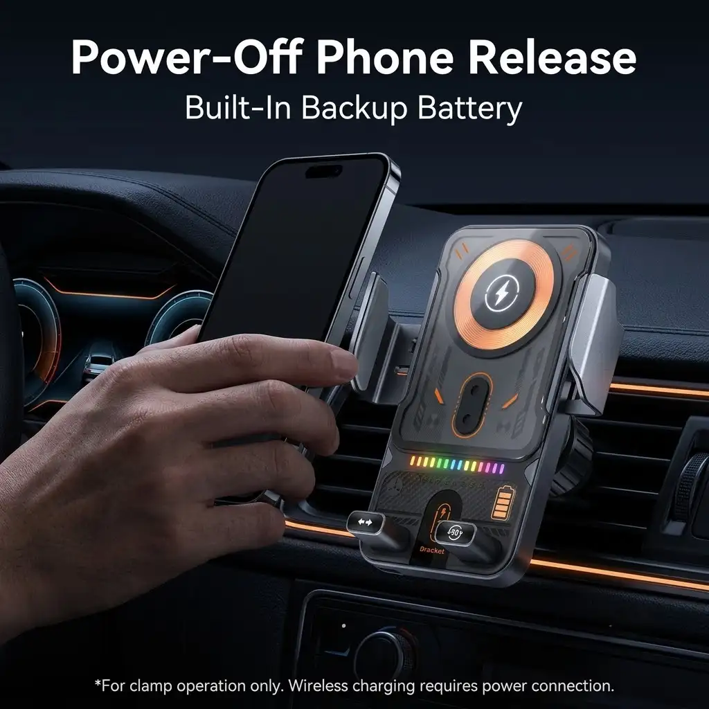 Auto-Clamping Wireless Car Charger Mount