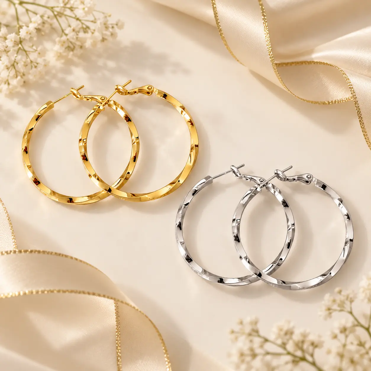 Faceted Classic Hoop Earrings