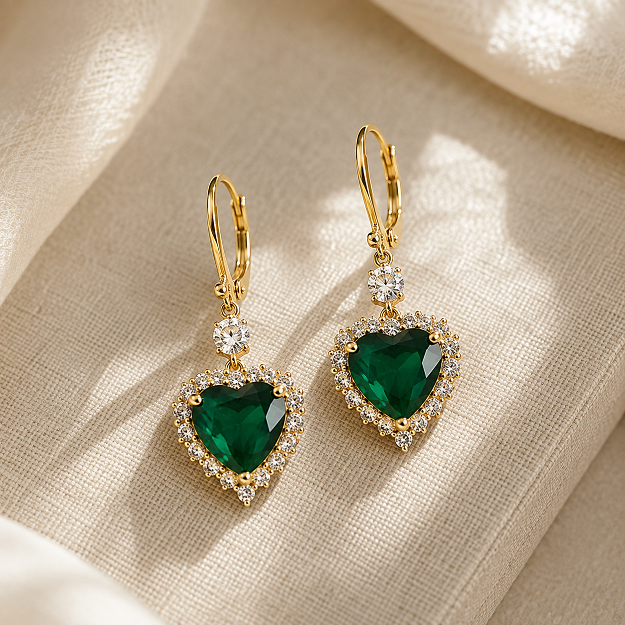 Ocean Heart Sparkle Drop Earrings