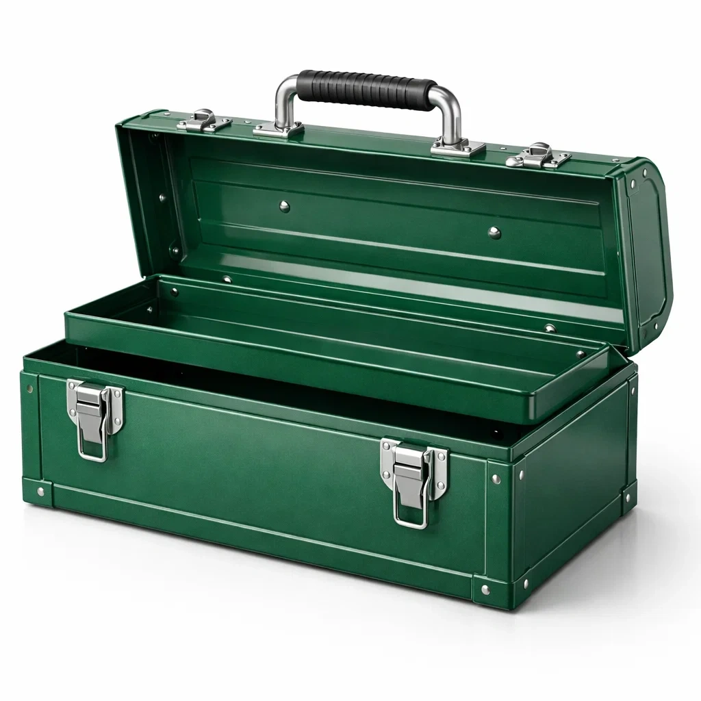 Boîte à outils en acier vert à deux niveaux-homelayered
