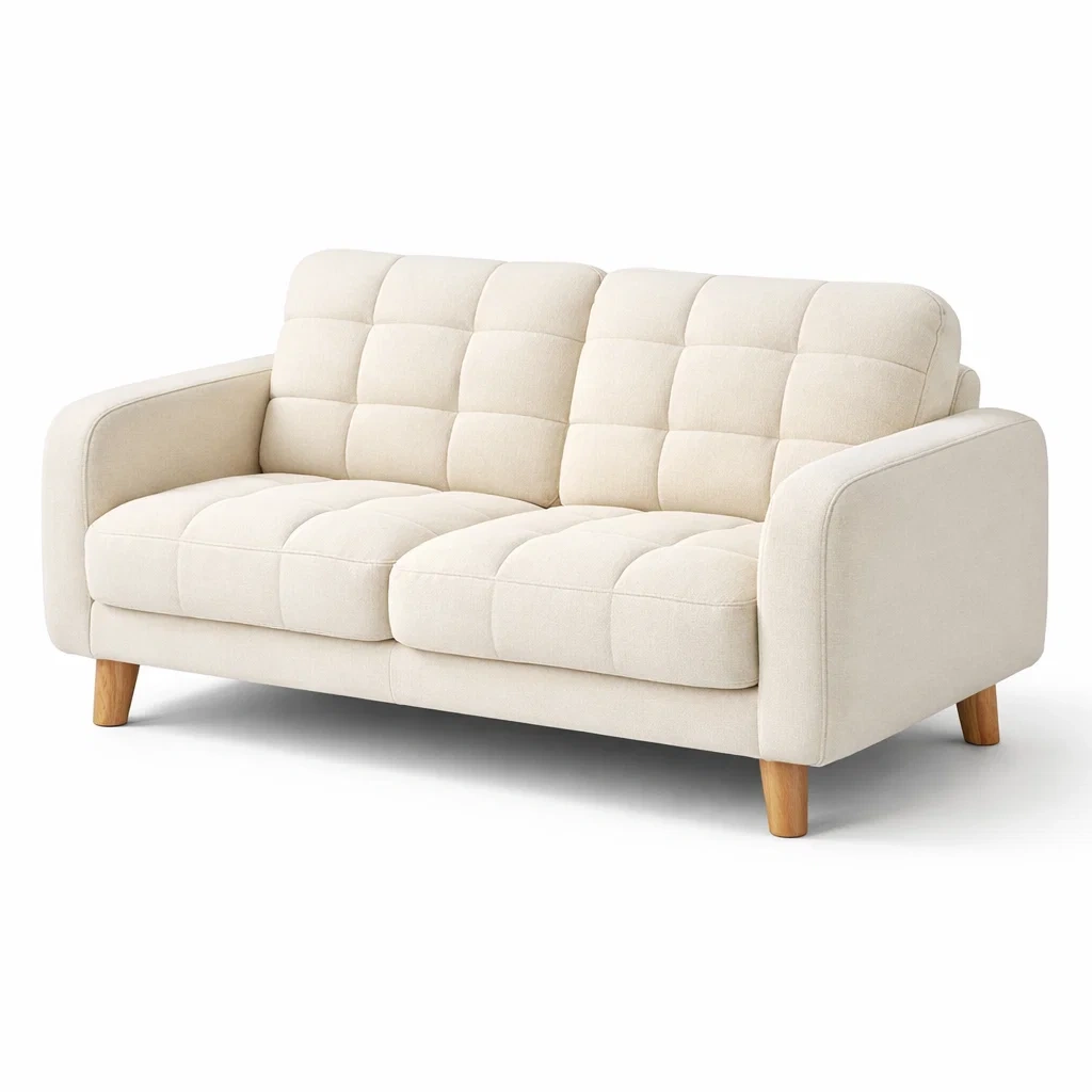 Canapé deux places en tissu beige-homelayered