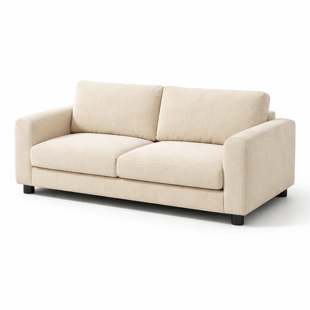 Canapé deux places en tissu côtelé beige-homelayered