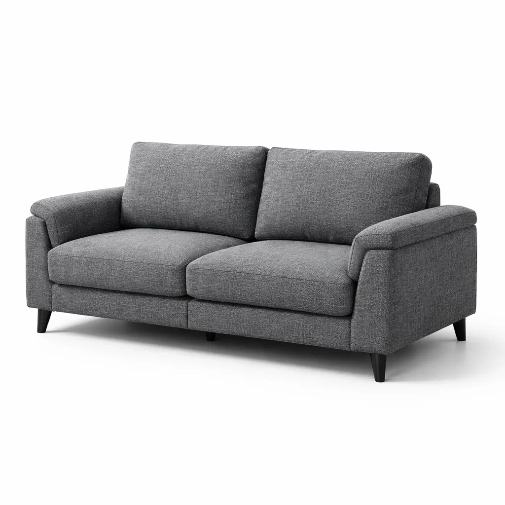 Canapé deux places en tissu gris-homelayered