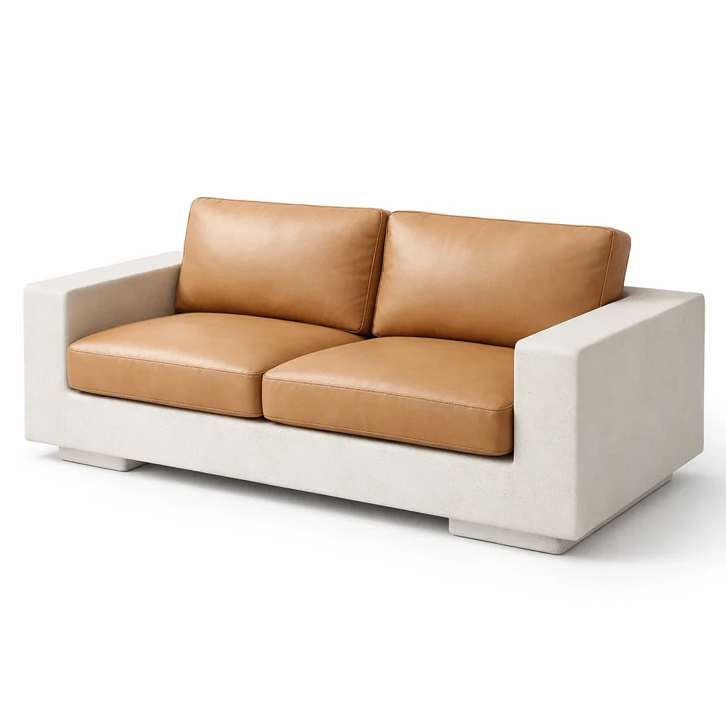 Canapé deux places en cuir et tissu-homelayered