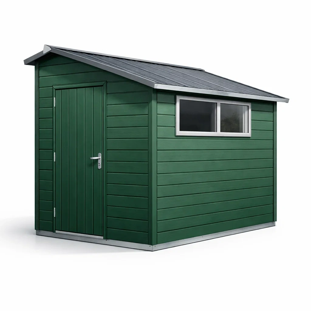 Abri de jardin en résine vert 230x150x210 cm-dwellinspire