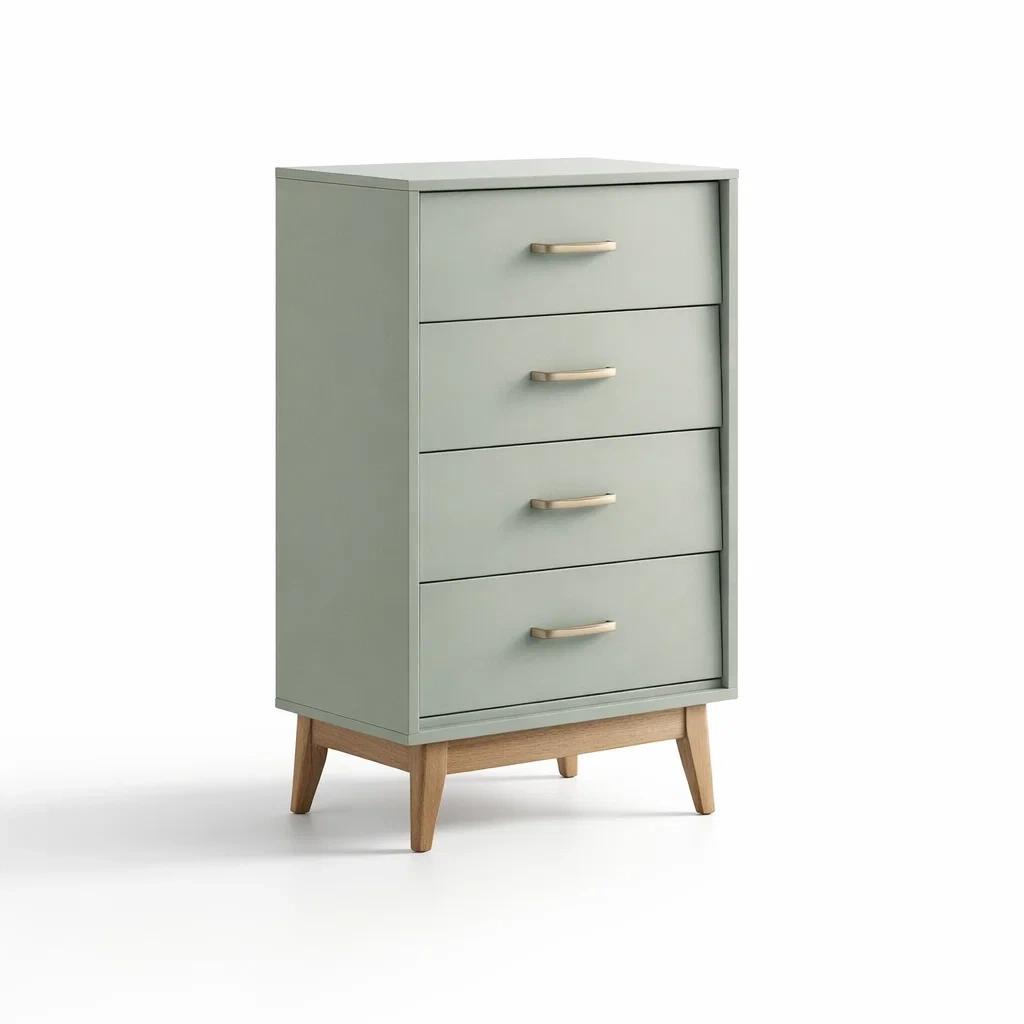 Commode en mdf et chêne vert clair avec 4 tiroirs-dwellinspire