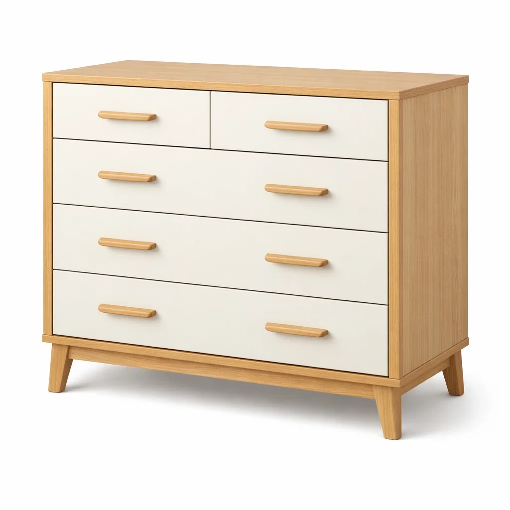 Commode en bois et mdf blanc avec 5 tiroirs-dwellinspire