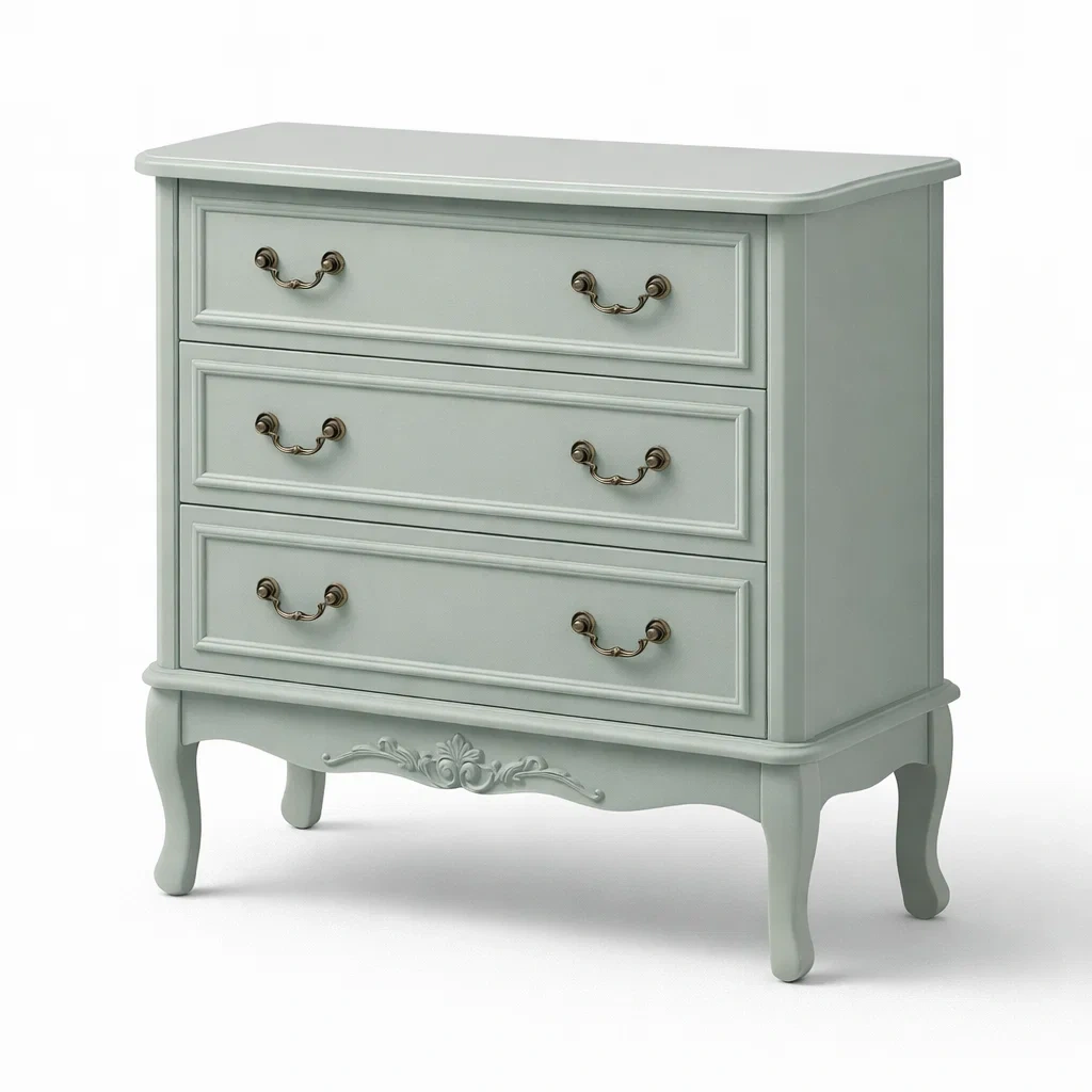 Commode en bois vert avec 3 tiroirs-dwellinspire