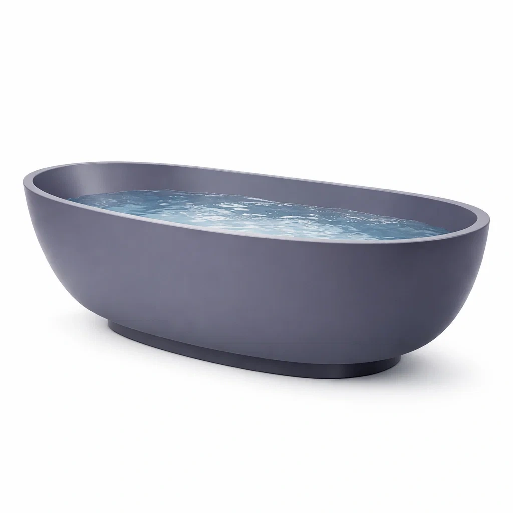 Baignoire îlot ovale en acrylique gris-dwellinspire
