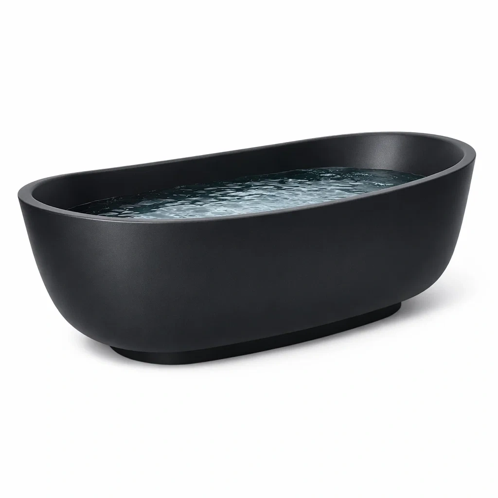 Baignoire îlot en acrylique noir 170x80x60 cm-dwellinspire