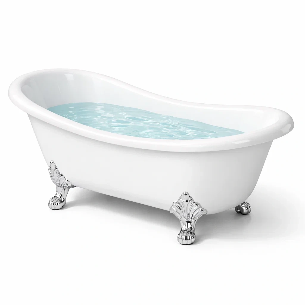 Baignoire îlot en acrylique avec pieds chromés-dwellinspire